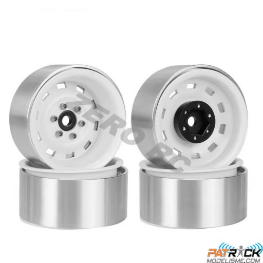 Jantes Beadlocks Blanches Métal lestées FAST - Hexa 12mm 100gr