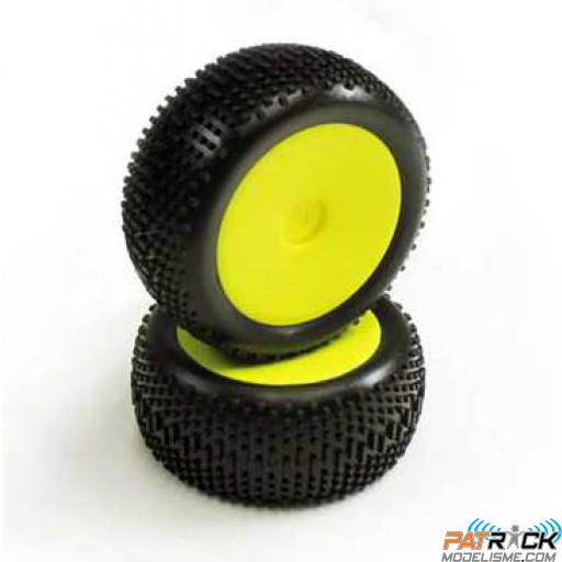 Roues montées arrière jaune néon GT14B