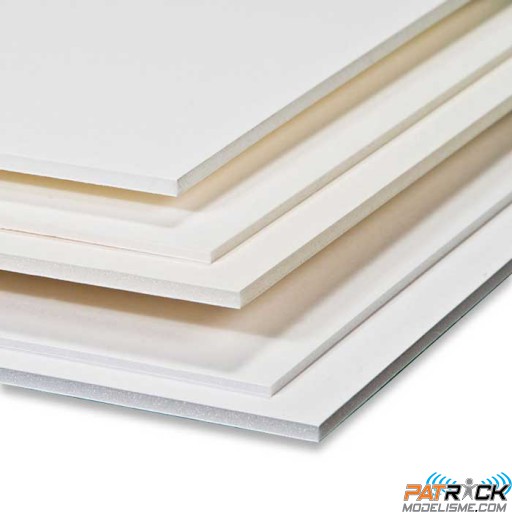 Carton plume standard 50x70cm ép 3mm côtés blanc/blanc cœur Blanc