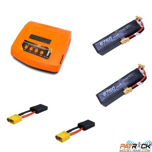 ∆ Combo X-MAXX - chargeur MULTI80RS + 2 lipo Gens Ace 6750-4s en 50C