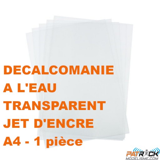 Feuille de décalcomanie à l'eau A4 transparente (Jet d'encre)