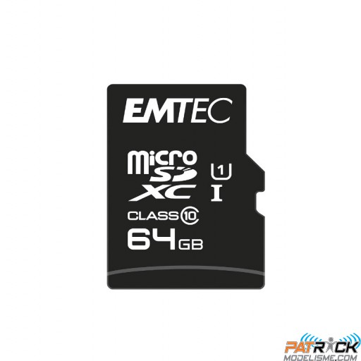 Carte mémoire EMTEC microSD Class 10 64GB 90mb/s + adaptateur SD