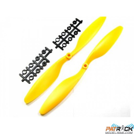 Set de 2 hélices 10x4.5" jaune (rotation horaire+anti-horaire) - pour drone GAUI