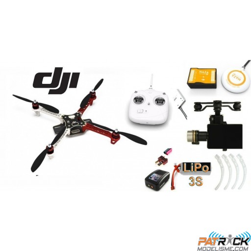 ∆ DJI F450 E300 - NAZA-M V2+GPS + Zenmuse H3-2D+Train+Radio DT7+LiPo 3S+Chargeur
