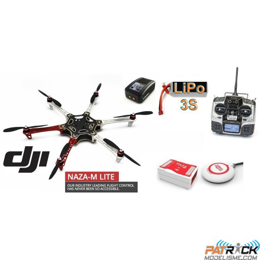∆ DJI F550 E300 - COMBO LITE - NAZA-M LITE+GPS, Radio MX12, Lipo 3s et Chargeur