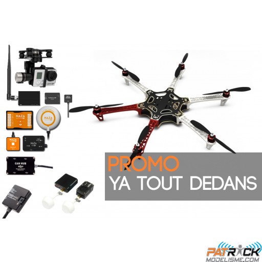 DJI F550 E300 - Moteurs + Contrôleurs + Naza-M V2 + Zenmuse H3-3D + Datalink 2.4 + Mini iOSD + Can-Hub + Train + AVL58 TX+RX