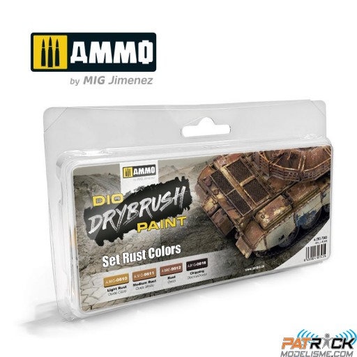 Ammo peinture acrylique Drybrush 7302 Set couleurs rouille 4x40ml
