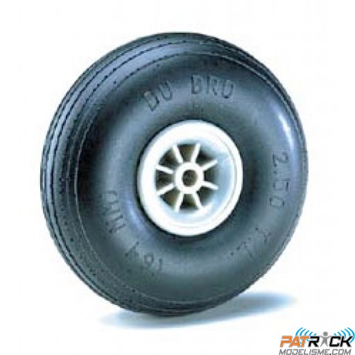 Roues avion pneumatique rainures 51mm, jante nylon (paire)