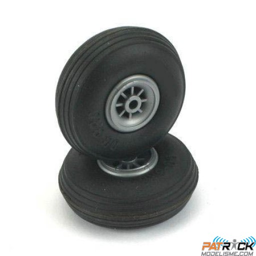 Roues avion pneumatique striées 76mm, jante nylon (paire)