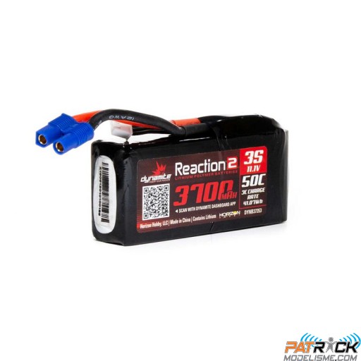 Batterie Lipo Dynamite 11.1v 3700mah 3s 50C Reaction 2 : EC3