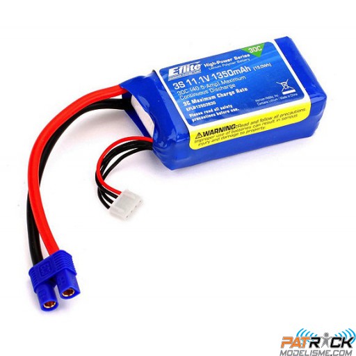 Batterie LiPo E-flite 1350mAh 11.1V 30C, 13AWG EC3 - BLADE 300 X