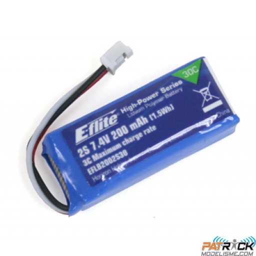 Batterie LiPo E-flite 7,4V 2S 200mAh 30C - Blade MCPX BL