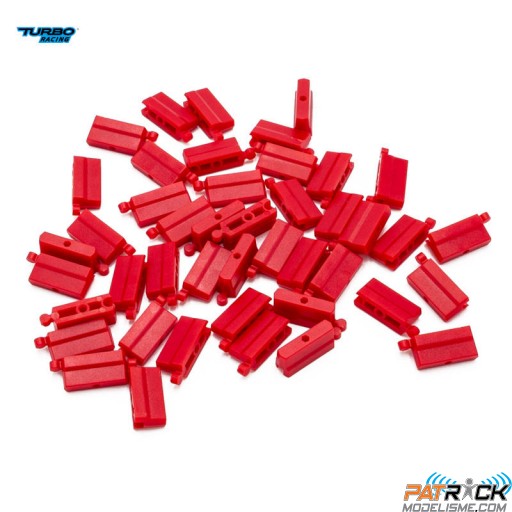 Turbo Racing Elements de rail en plastique rouge pour piste (50 pcs)