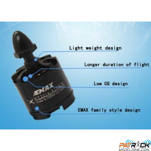 Moteur brushless EMAX MT2216 CW Series 810KV + 2 hélices 10" Multirotor