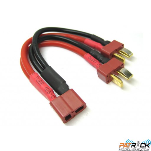 Cordon adaptateur 14AWG 2,5mm silicone Dean/T plug pour 2 pack d'accu en parallèle