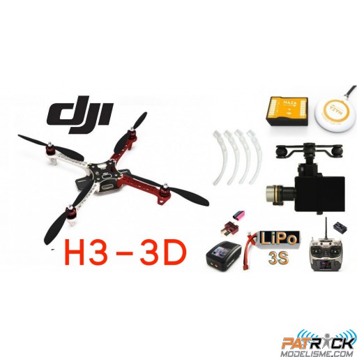 ∆ DJI F450 e305 - NAZA-M V2+H3-3D+Train+Radio AT9+LiPo 3S+Chargeur