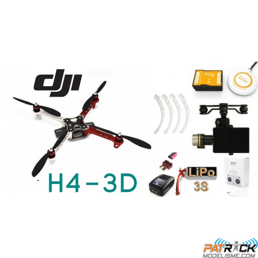 ∆ DJI F450 e305 - NAZA-M V2+H4-3D+GCU+Train+Radio DT7+LiPo 3S+Chargeur