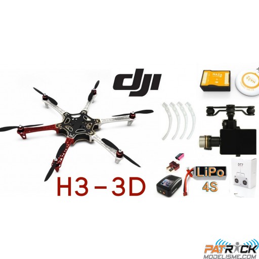 ∆ DJI F550 e305 - NAZA-M V2+H3-3D+Train+Radio DT7+LiPo 4S+Chargeur