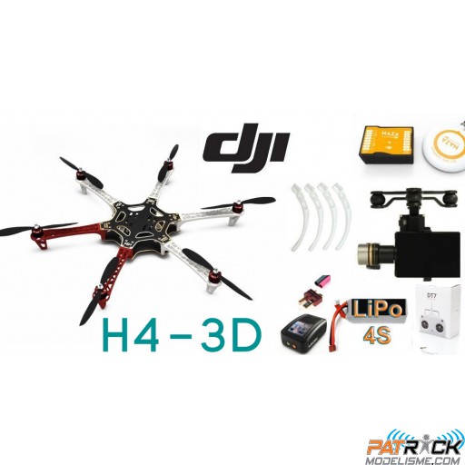 ∆ DJI F550 e305 - NAZA-M V2+H4-3D+GCU+Train+Radio DT7+LiPo 4S+Chargeur