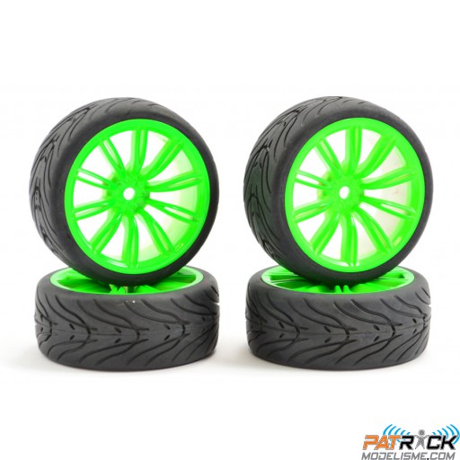 Roues Fastrax 20SP NEON vert STREET 4pcs 1/10 Piste