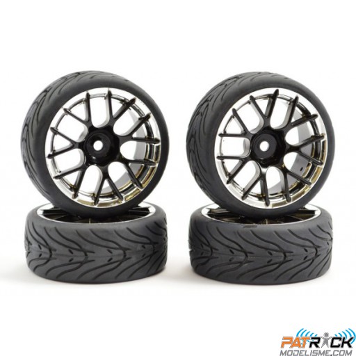 Roues Fastrax Gomme STREET Noir Chrome 14sp 1/10 4pcs