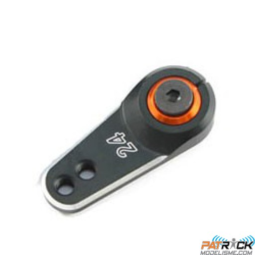 Palonnier Fastrax alu noir renforcé (24 dents) pour servos Hitec