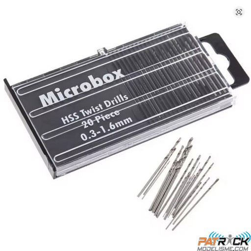 Microbox de 20 forêts HSS de précision 0.3 à 1.6 mm 