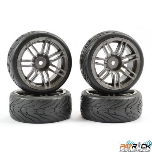 Roues Fastrax 14SP GUN METAL STREET 4pcs 1/10 Piste