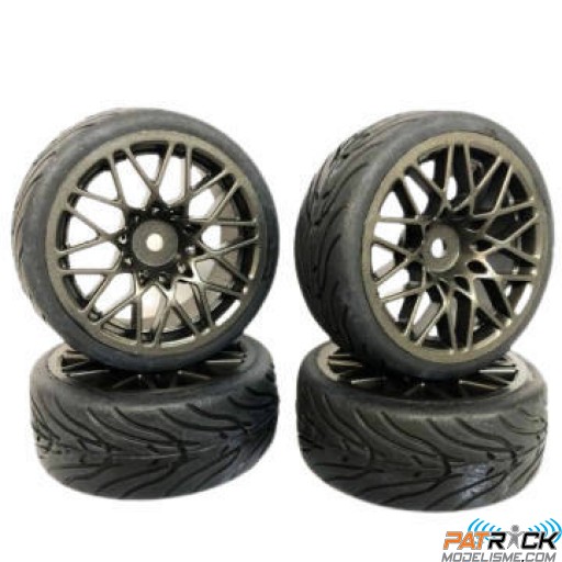 Roues Fastrax Mesh Gun metal Gomme Tread 4pcs 1/10