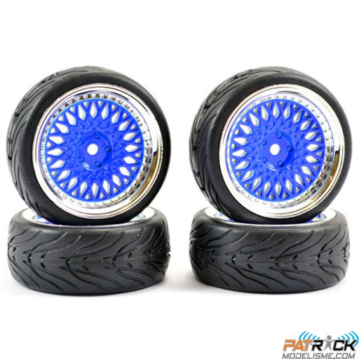 Roues Fastrax Gomme STREET Bleu chrome 1/10 4pcs