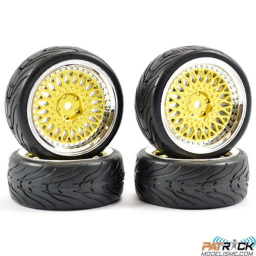 Roues Fastrax Gomme STREET Gold chrome 1/10 4pcs