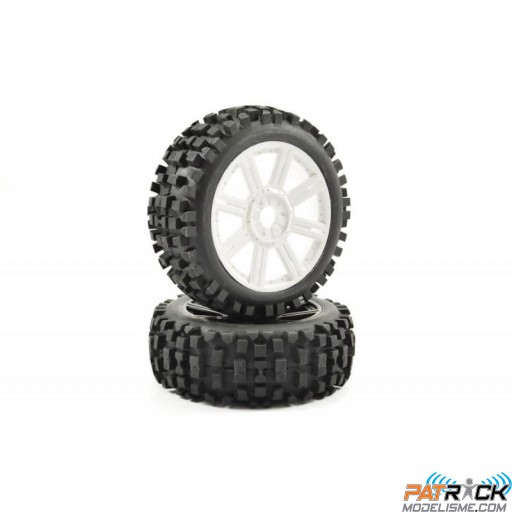 Roues Fastrax 8 Bâtons Blanc ROCK Block 1/8 Buggy