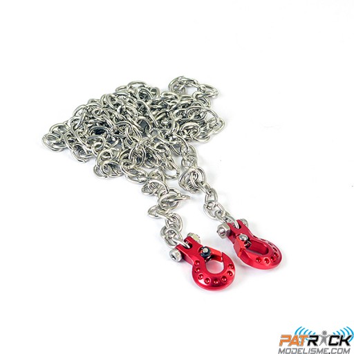 Chaine de remorquage avec crochets de sécurité rouge - Crawler 1/10