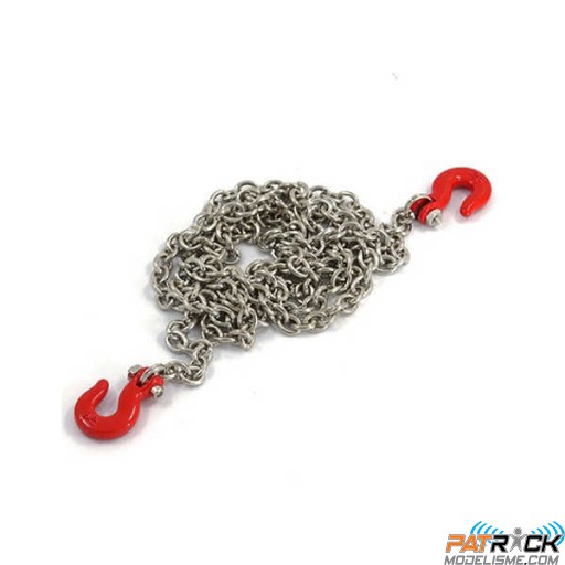 Crochets de remorquage aluminium rouge avec châine 800mm - Crawler 1/10