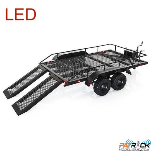 Fastrax Remorque et rampes aluminium + LED pour véhicule 1/10