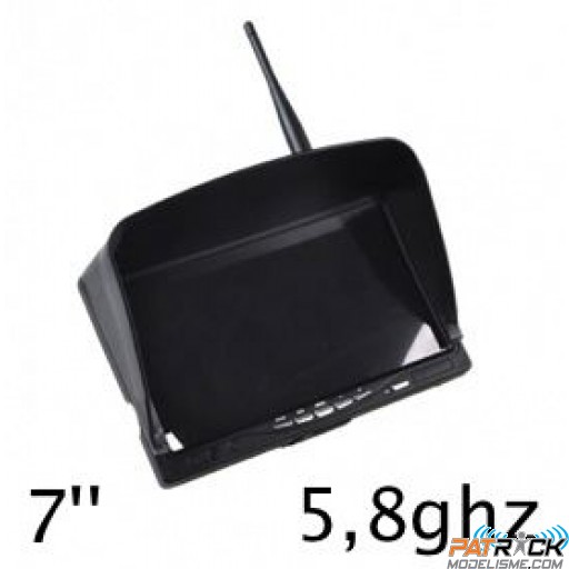 Ecran vidéo 7" 800x480 16/9 TFT 450cd/m² + RX 5.8GHZ et pare soleil