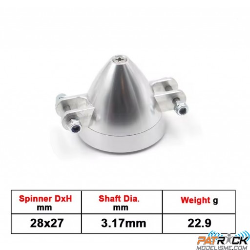 Cône en alu pour hélice repliable Ø28mm / axe 3.2mm
