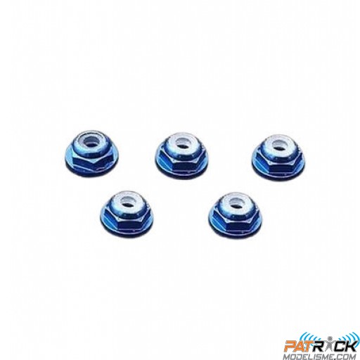 Ecrous de roue alu Nylstop flasqués bleus Mini-Z