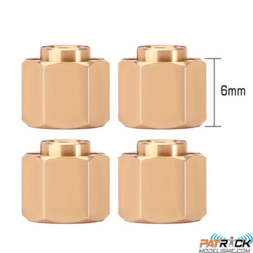 Hexagones de roues Laiton 6mm FAST (Déport +2mm) - Traxxas TRX-4M