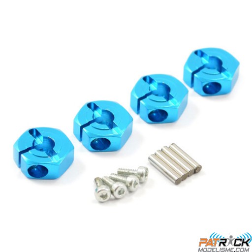 Fastrax Hexagone 12 mm en alu bleu (4) Tamiya TT-02