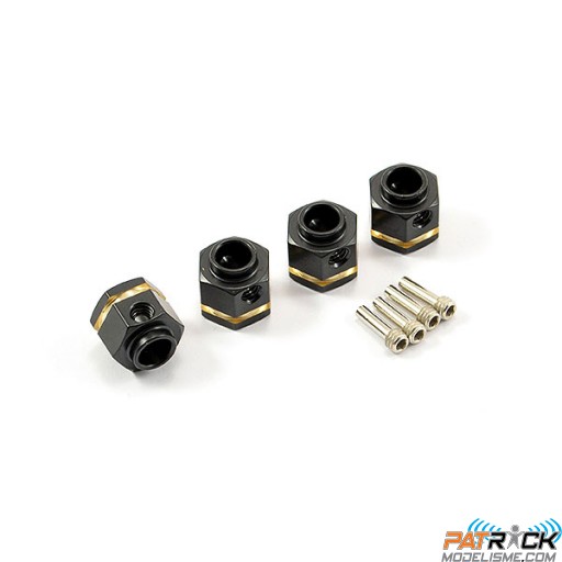 Moyeux de roue hexagonaux en laiton Fastrax V2 + 5 mm (4) TRX-4