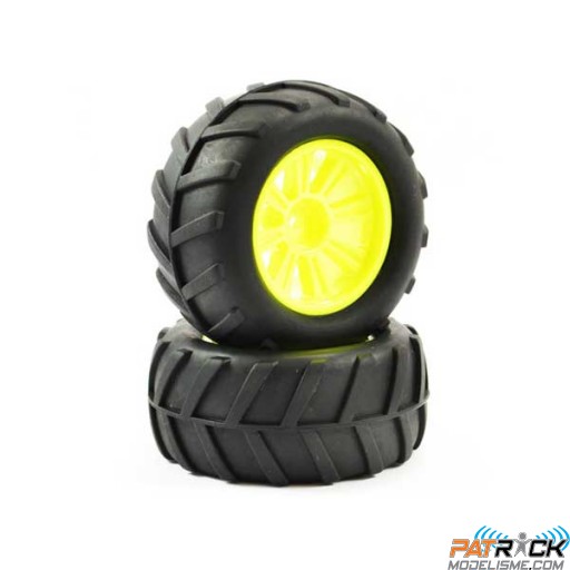 Roues montées jaunes Arrières 2pcs FTX COMET Monster 1/12e