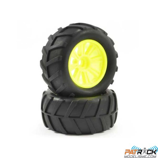 Roues montées jaunes Avants 2pcs FTX COMET Monster 1/12e