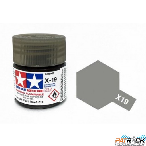 Pot de peinture acrylique Tamiya X-19 Fumé brillant 10ml