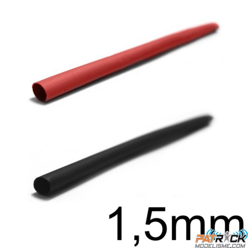 Gaine thermorétactable 1,5mm rouge+noir (2 x 50cm)
