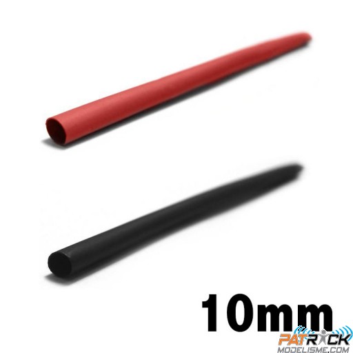 Gaine thermorétractable 10mm livré 50cm noir et 50cm rouge