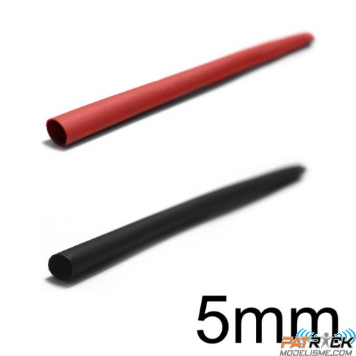 Gaine thermorétractable 5mm livré 50cm noir et 50cm rouge