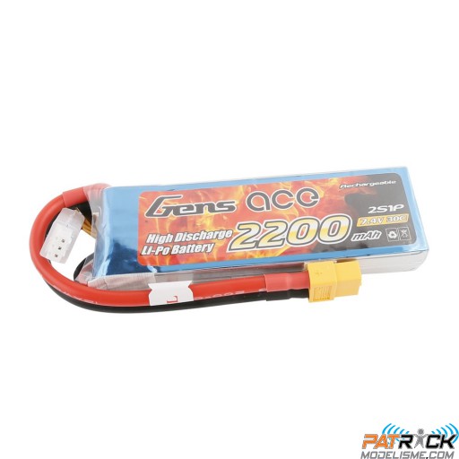 Accu LiPo GENS ACE 2200mAh 2S 7.4V 30C XT60