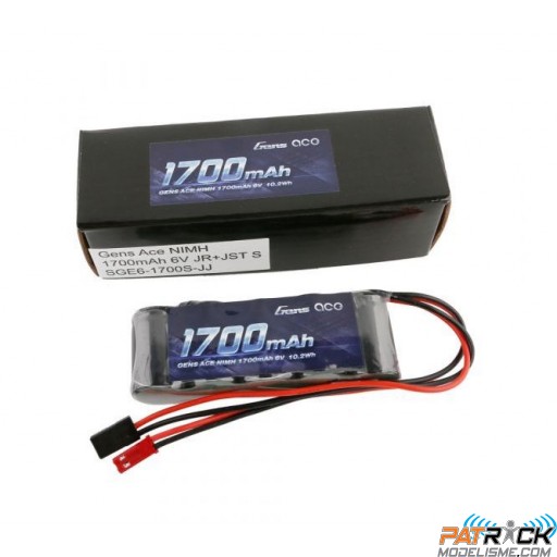 Accu NiMH Gens Ace RX 6.0V-1700Mah droit (JR-JST) 125g