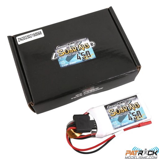 Accu LiPo Gens ace Soaring 450mAh 2S 7.4V 30C JST/BEC G-Tech